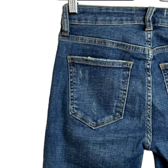 Pistola Audrey Side Stripe Distressed Skinny Blue Jeans High Rise Frayed Hem 24 - Picture 11 of 16